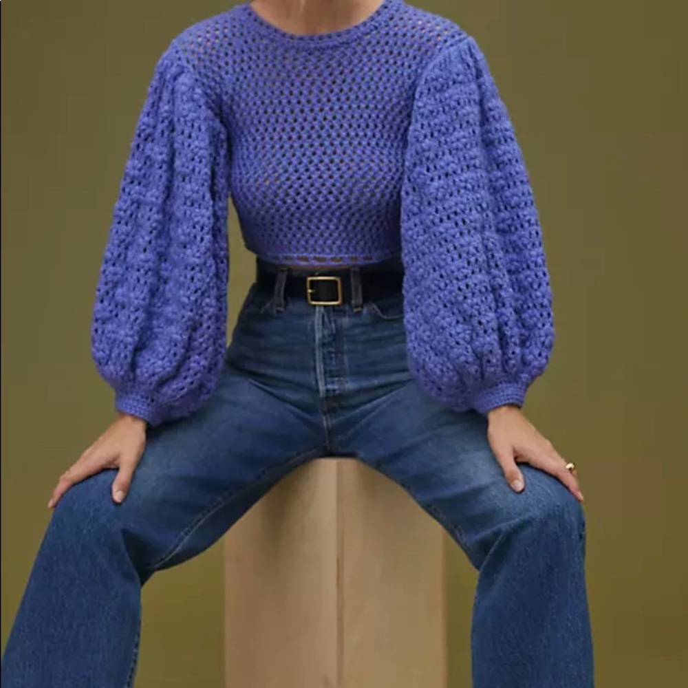 Tach clothing lilac crochet wool sweater size small new without tags